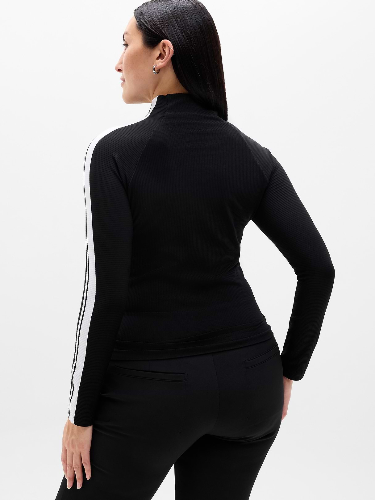 Renew Seamless Mock Neck Stripe Logo Top | Athleta