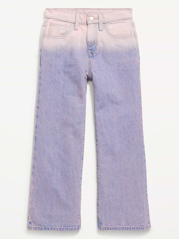 High-Waisted Ombré Baggy Wide-Leg Jeans for Girls