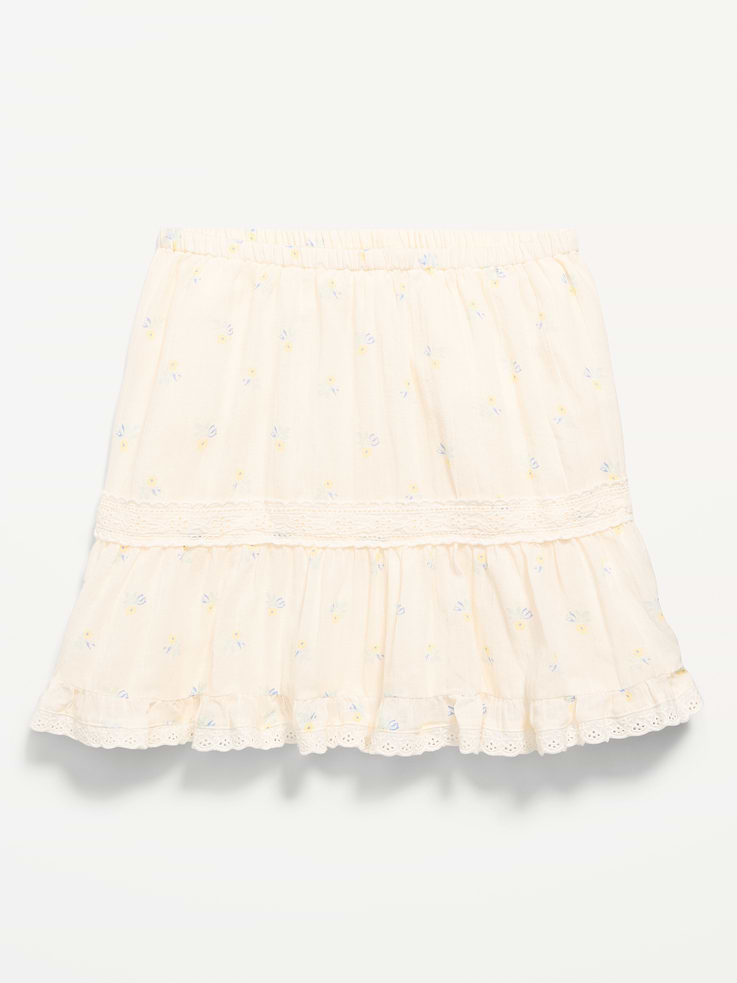 Image 1 of 2, built-in shorts, elasticized waistband, tiered, floral eyelet trim, Product #842258