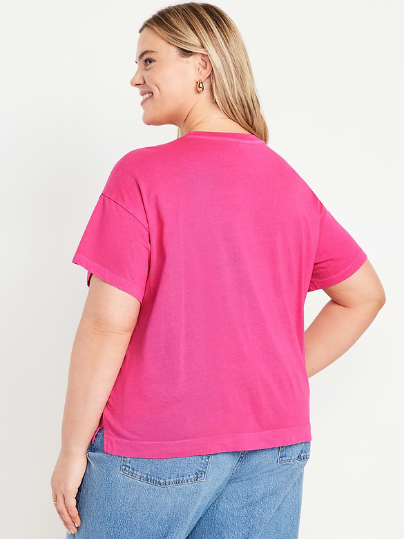 T-shirt ras du cou rétro pour femme