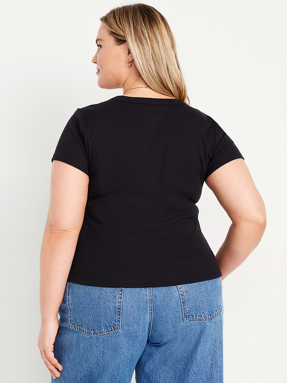 Snug V-Neck Crop T-Shirt
