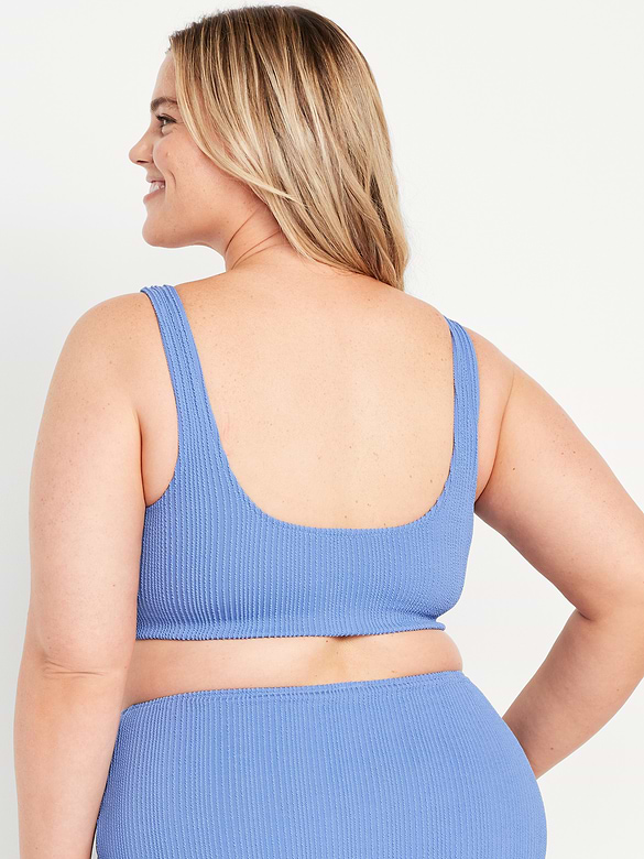 Ribbed Scoop-Neck Swim Top