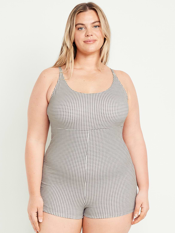 Textured Swim Romper -- 2.5-inch inseam