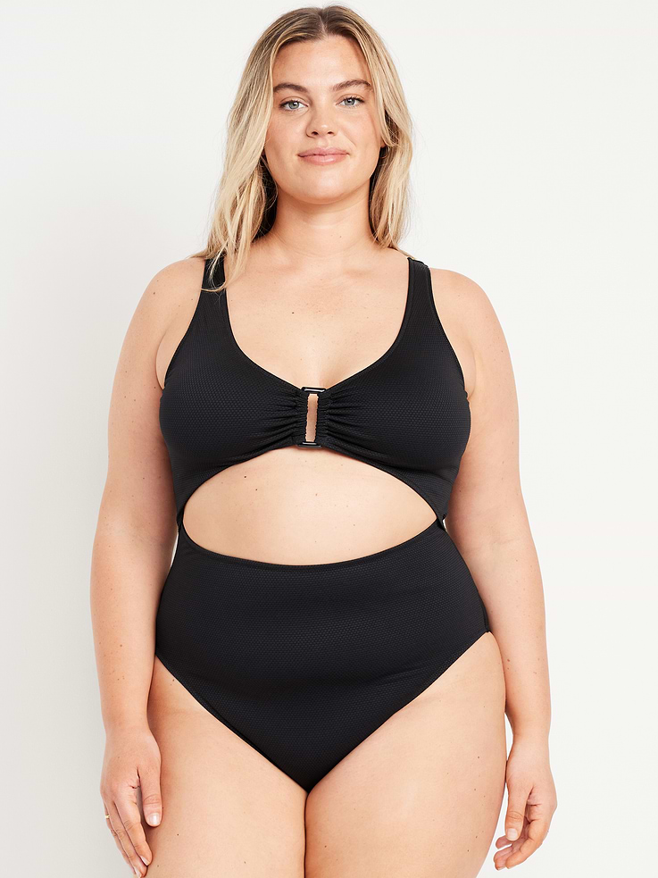 Image number 7 showing, Textured One-Piece Cut-Out Swimsuit