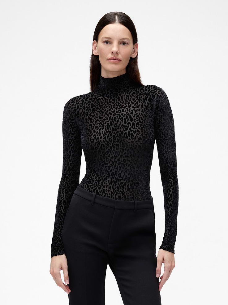Image number 1 showing, GapStudio Burnout Velvet Leopard Bodysuit