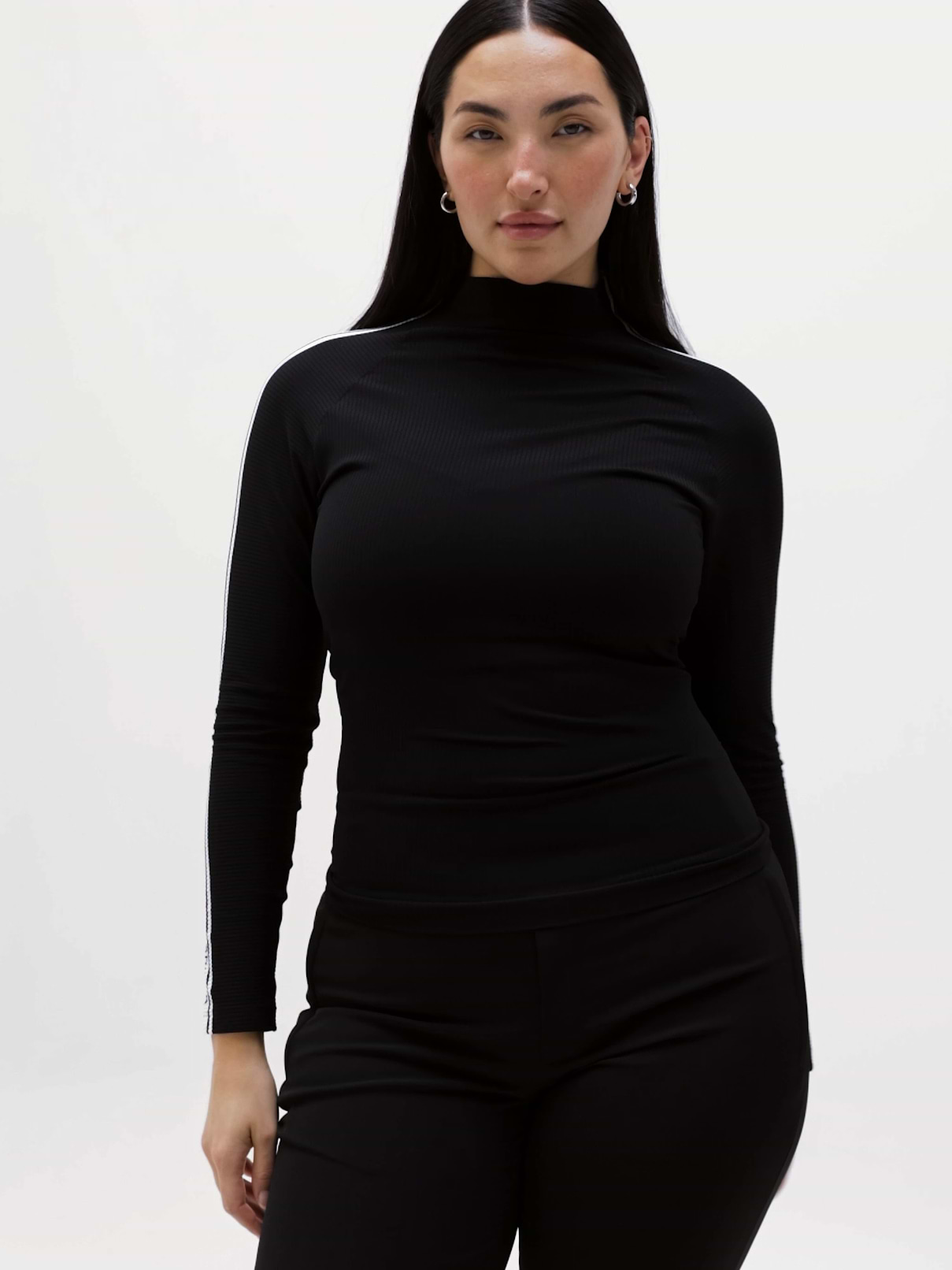 Renew Seamless Mock Neck Stripe Logo Top | Athleta