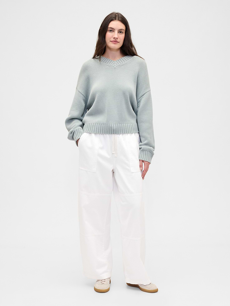 Image number 5 showing, High Rise Pull-On Wide-Leg Utility Jeans