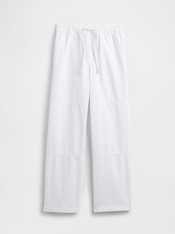 High Rise Pull-On Wide-Leg Utility Jeans