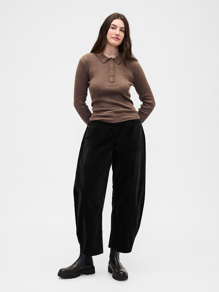 Image number 5 showing, High Rise Barrel Velvet Pants