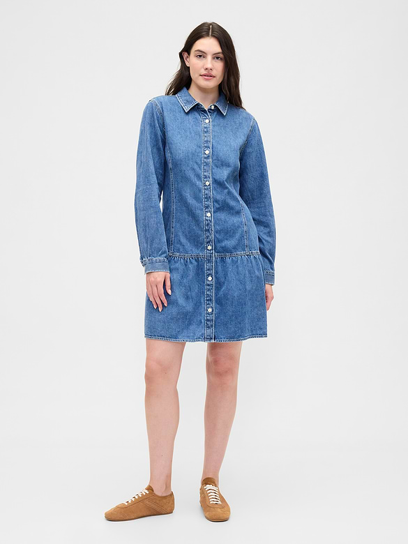 Denim Peplum Mini Dress
