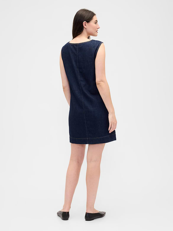 Denim V-Neck Mini Dress