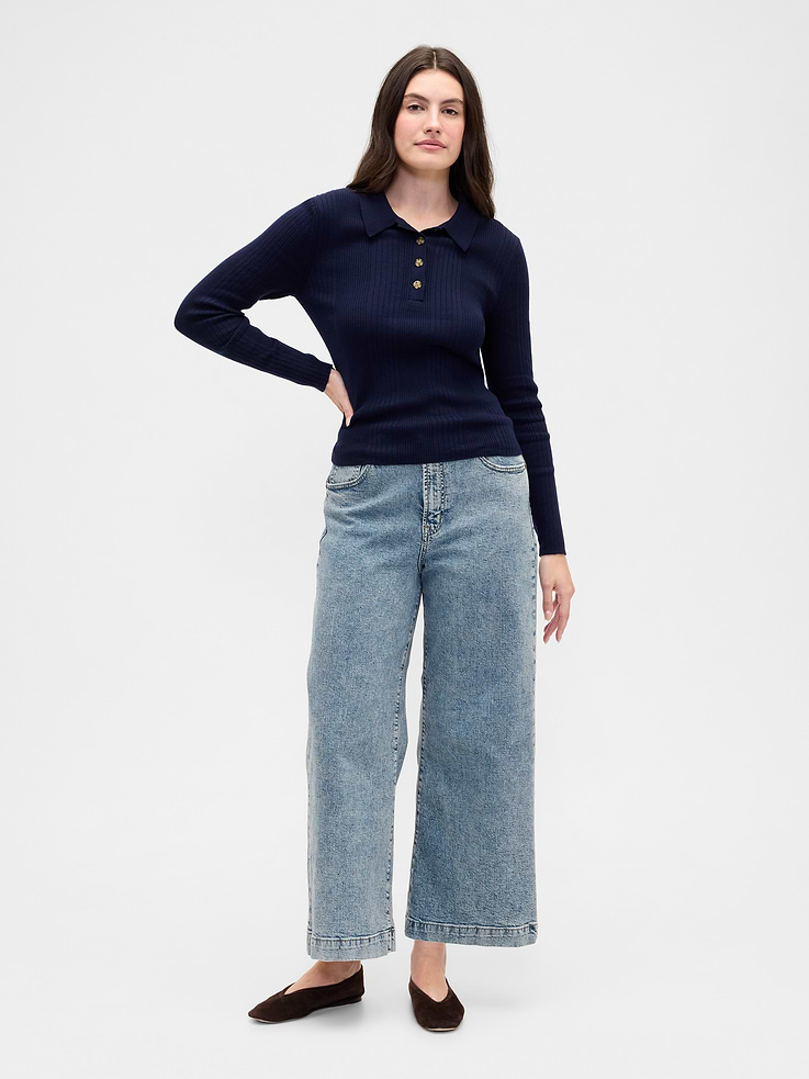 Image number 5 showing, High Rise Wide-Leg Crop Jeans