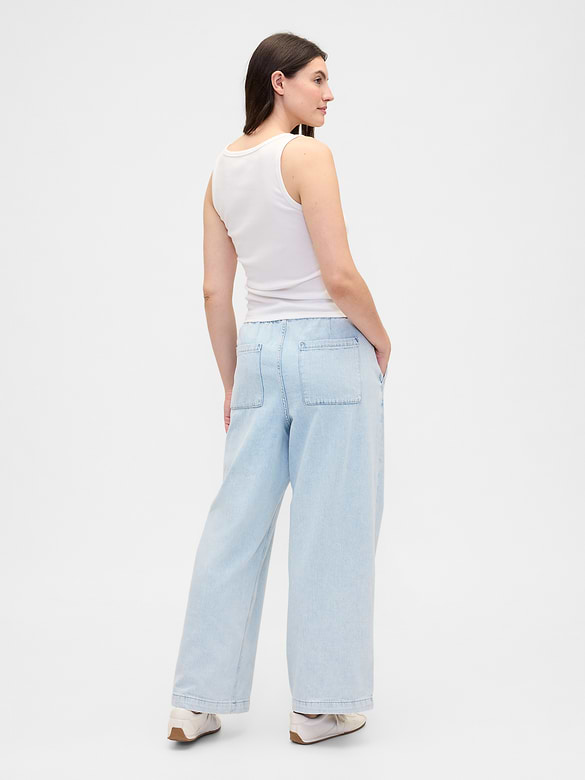 High Rise Pull-On Wide-Leg Jeans