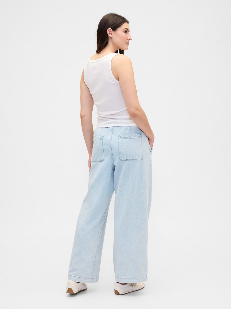 Image number 6 showing, High Rise Pull-On Wide-Leg Jeans
