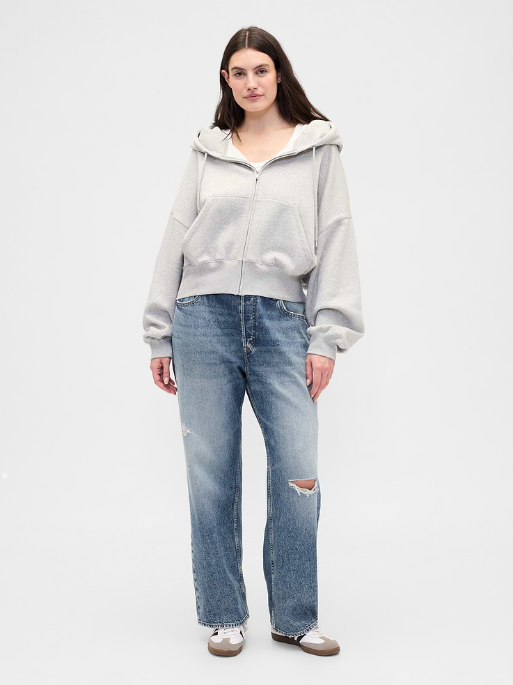 Image number 5 showing, Low Slung Destructed Relaxed Straight Jeans