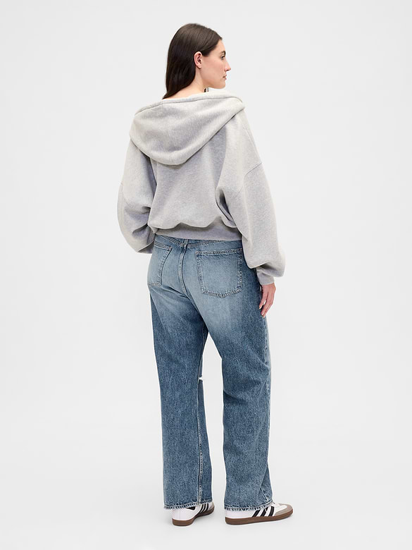 Low Slung Destructed Relaxed Straight Jeans