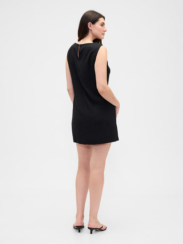 Linen-Blend Apron Mini Dress