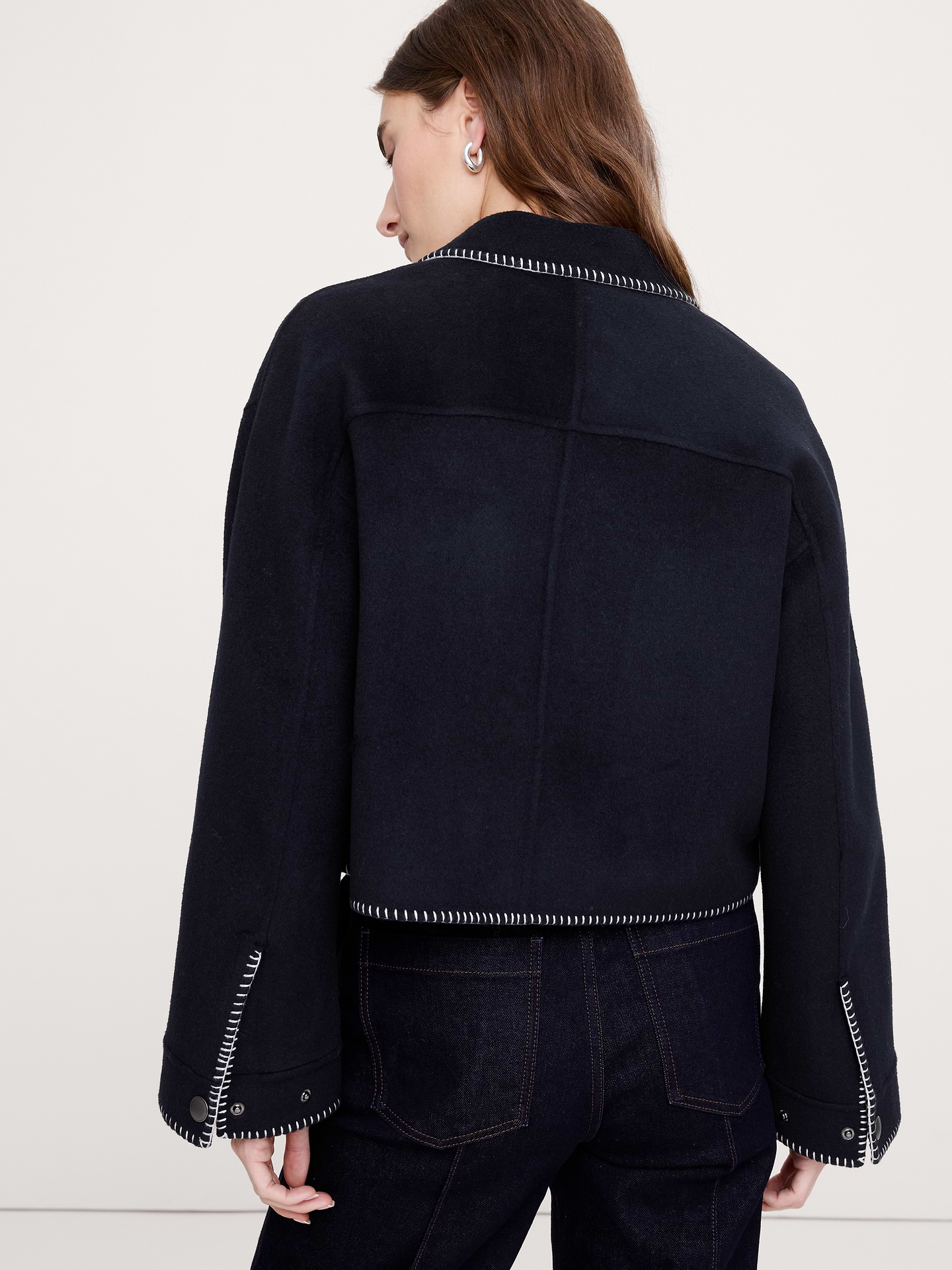 Image number 2 showing, Double-Faced Short Jacket with Blanket Stitch