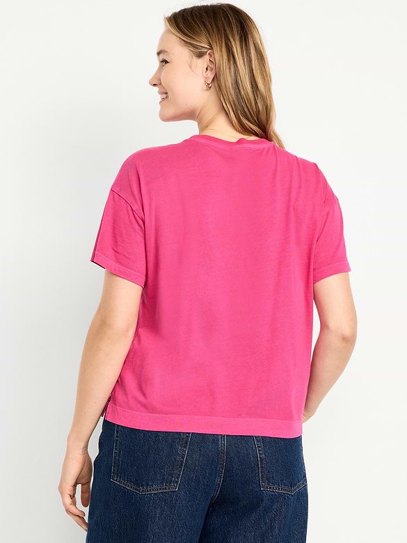 T-shirt ras du cou rétro pour femme