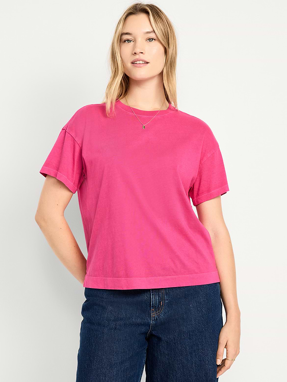 T-shirt ras du cou rétro pour femme