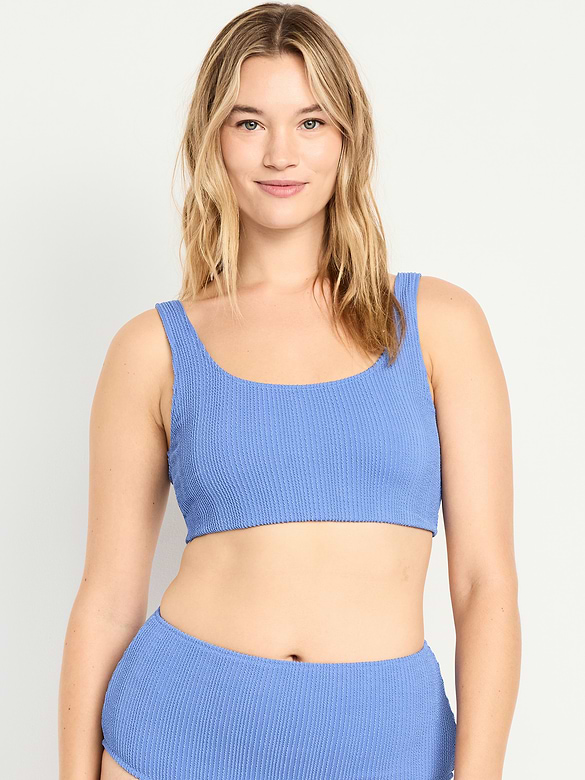 Ribbed Scoop-Neck Swim Top
