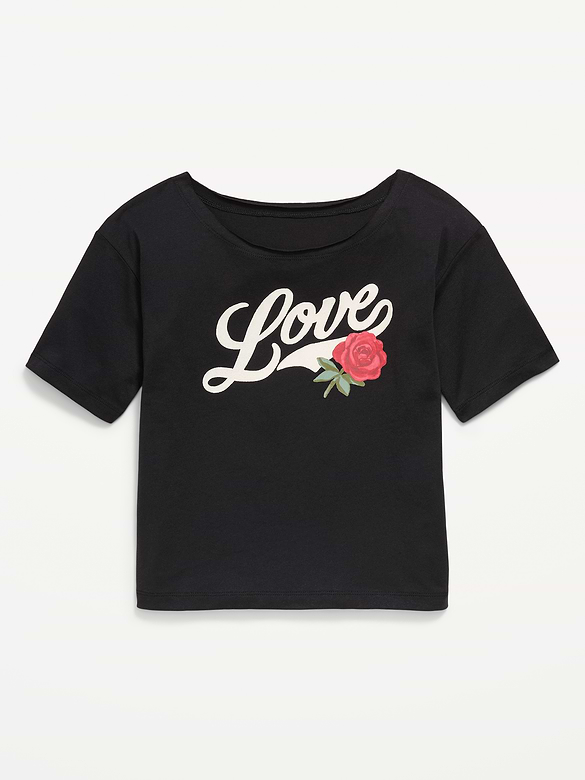 Off-Shoulder Graphic T-Shirt for Girls