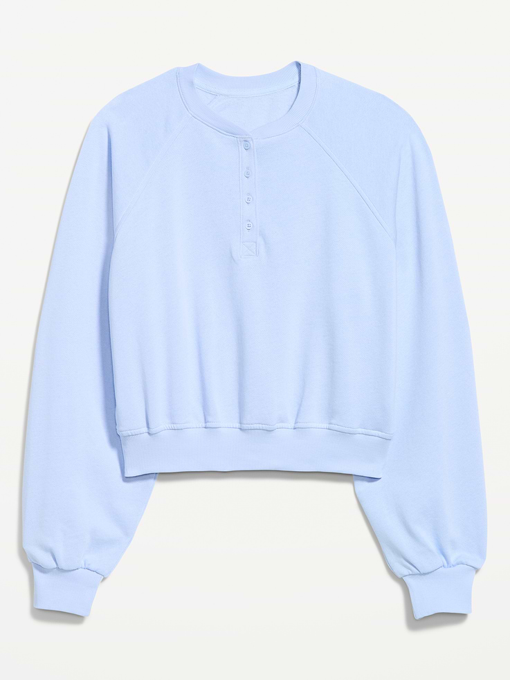 Image 4 of 4, SoComfy Oversized Button-Front Sweatshirt