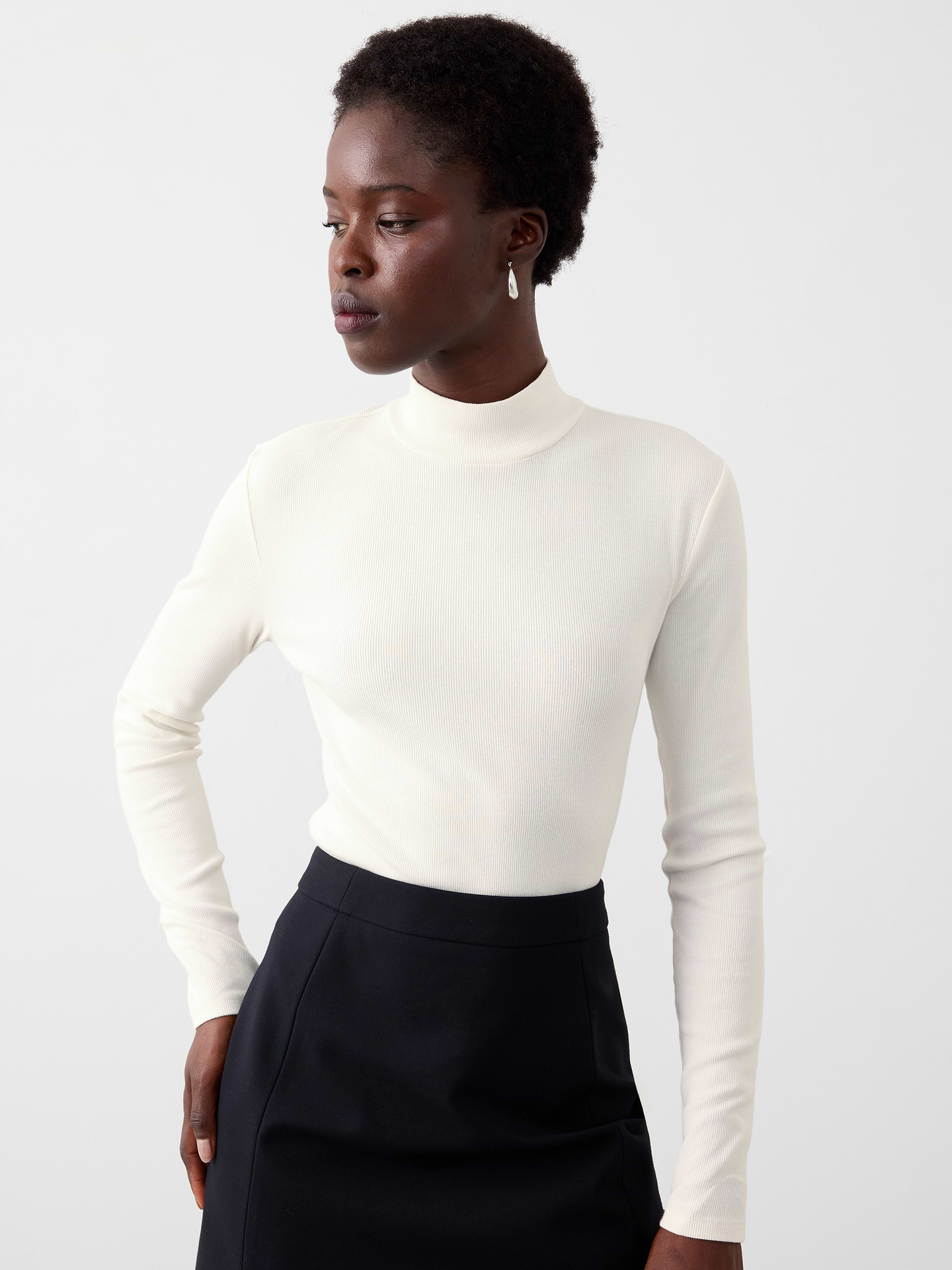 Image number 1 showing, Ribbed Mock-Neck Top