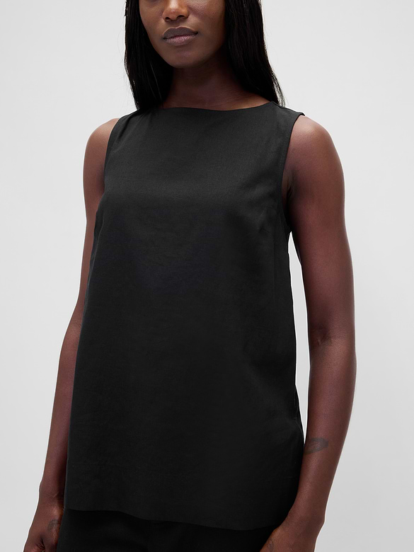 Linen-Blend Shell Tank Top