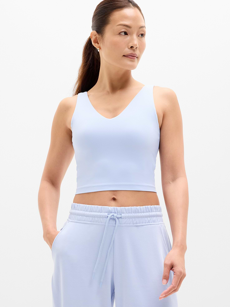 Image 1 of 6, BEST FOR STUDIO: yoga + barre + pilates, IMPACT: Light-impact workouts, best for A-C cups, FEEL: VitaFree fabric with enhanced LYCRA® fiber is our lightest-feel yoga fabric for a barely there, yet fully covered sensation, FAVE: Internal shelf bra with removable pads for support and coverage, Removable pads hold their shape from wash to wear, ButterMesh lining for air-light, gentle support, Easily pairs with our Empower Mastectomy Bra Insert, Product #841559