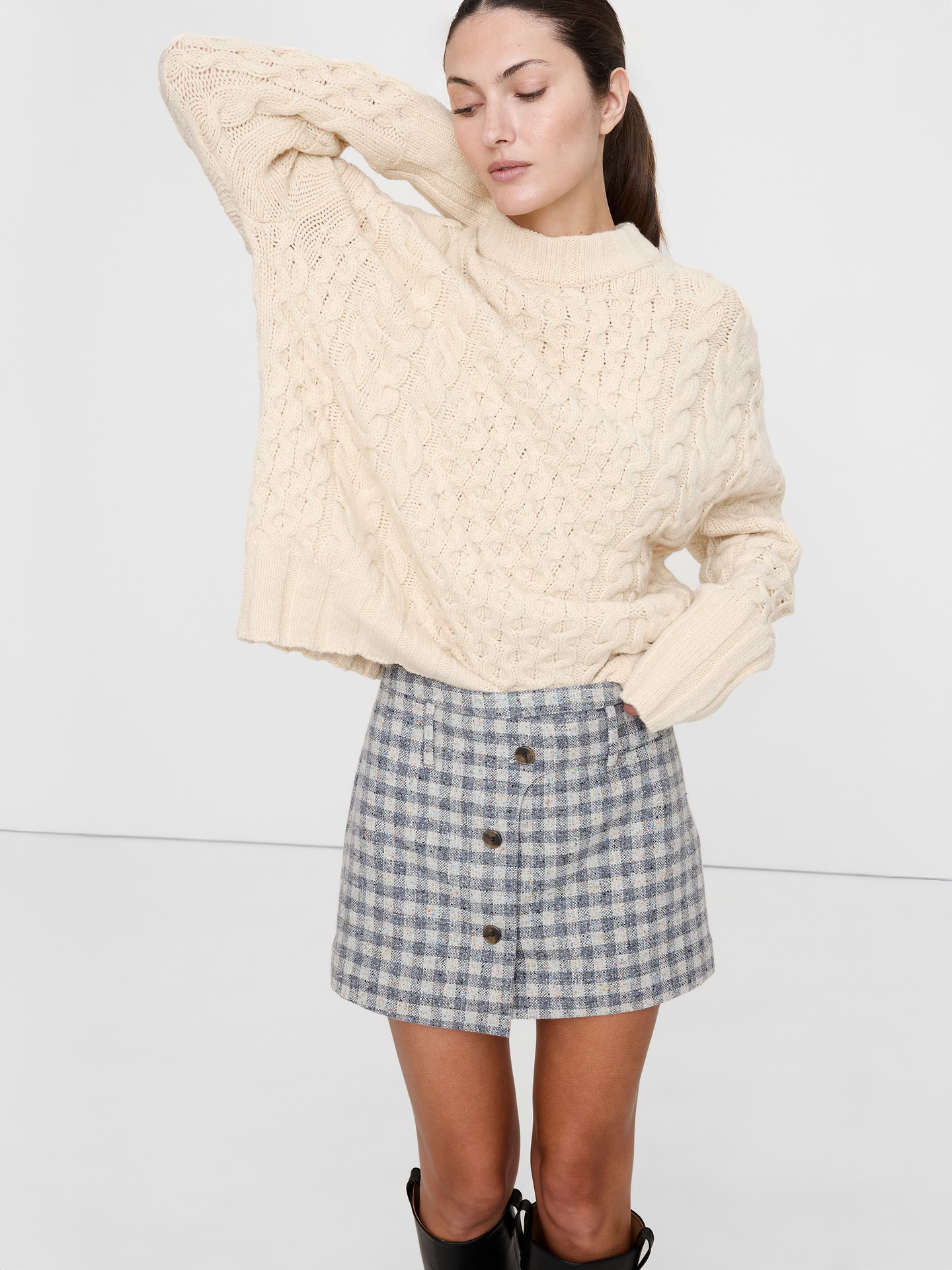 Image number 1 showing, Italian Tweed Wrap Mini Skirt