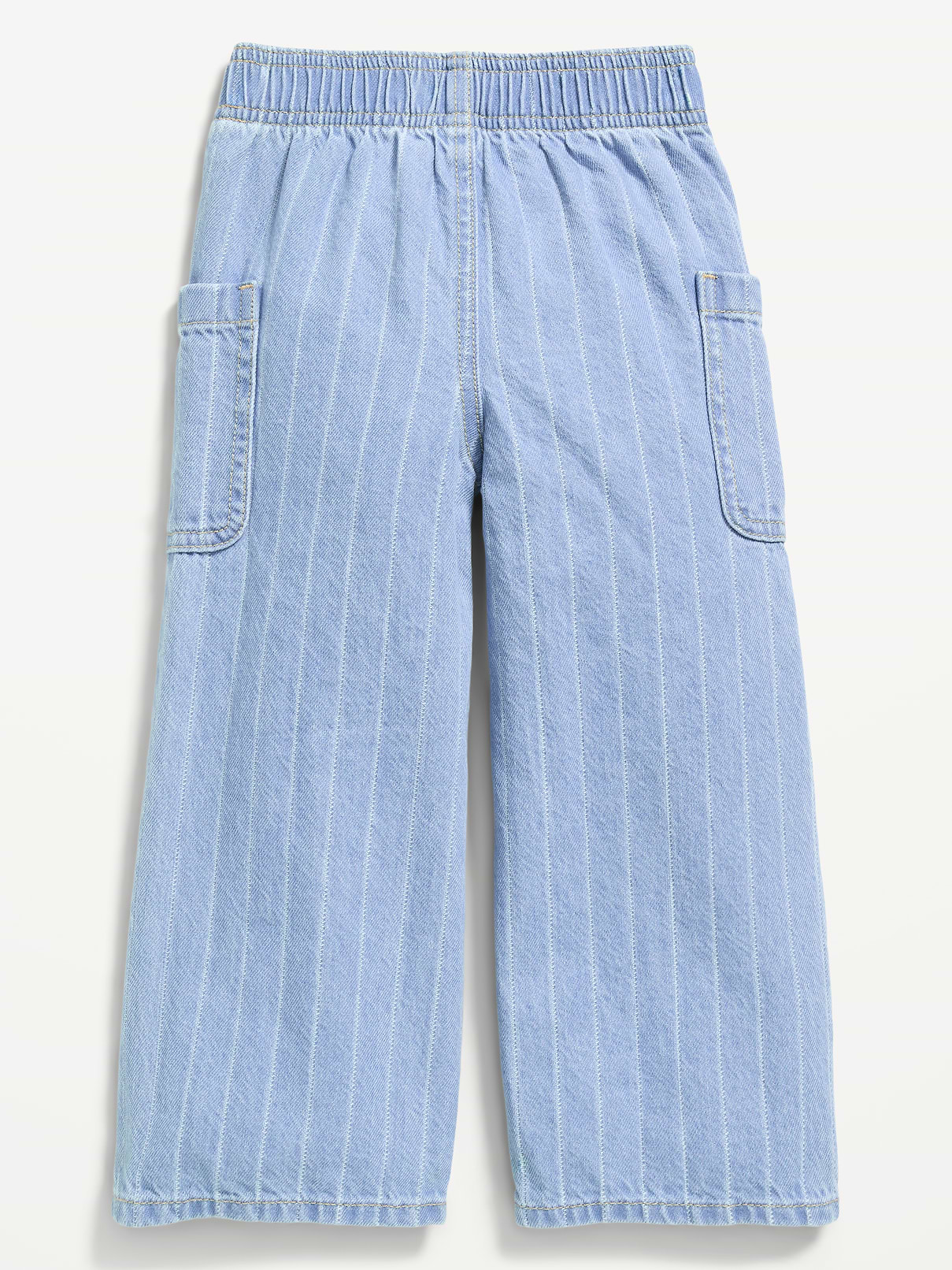 Image number 3 showing, Pull-On Baggy Striped Wide-Leg Cargo Jeans for Toddler Girls