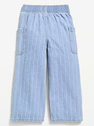 Image number 3 showing, Pull-On Baggy Striped Wide-Leg Cargo Jeans for Toddler Girls