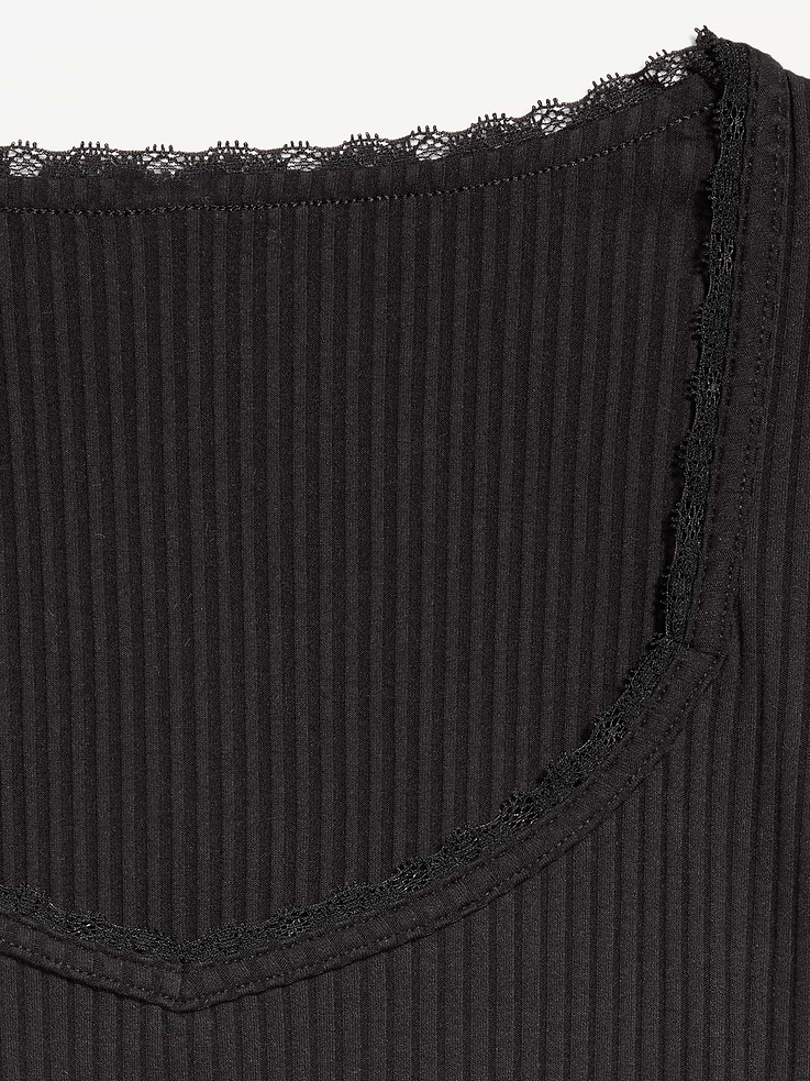 Image number 4 showing, Lace-Trim Sweetheart-Neck Ribbed Top