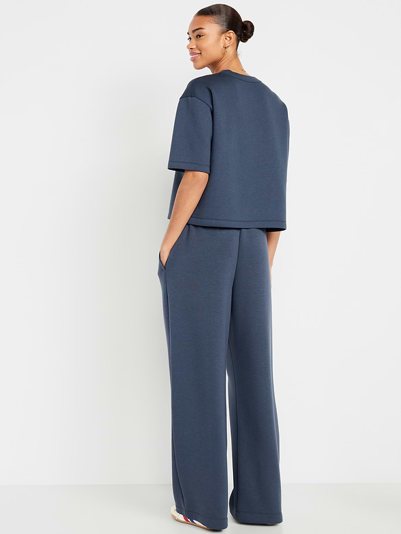 High-Waisted Bounce Fleece Wide-Leg Sweatpants