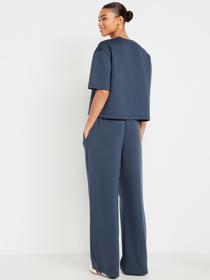 Image number 2 showing, High-Waisted Bounce Fleece Wide-Leg Sweatpants