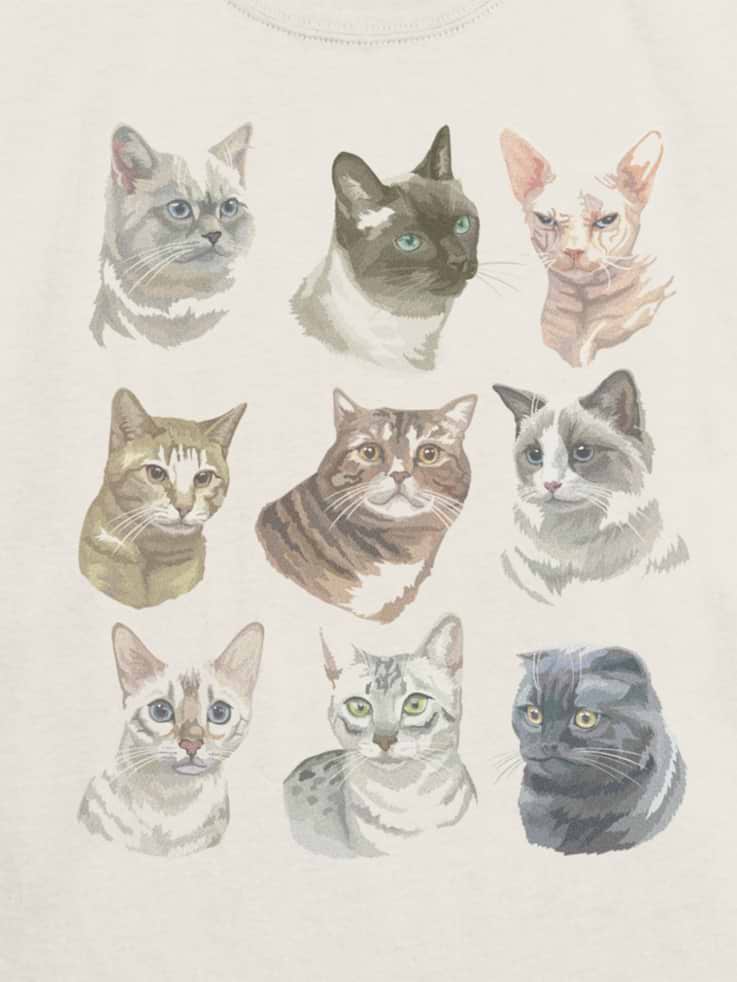 Image 3 of 3, Kids Cat Faces Graphic T-Shirt