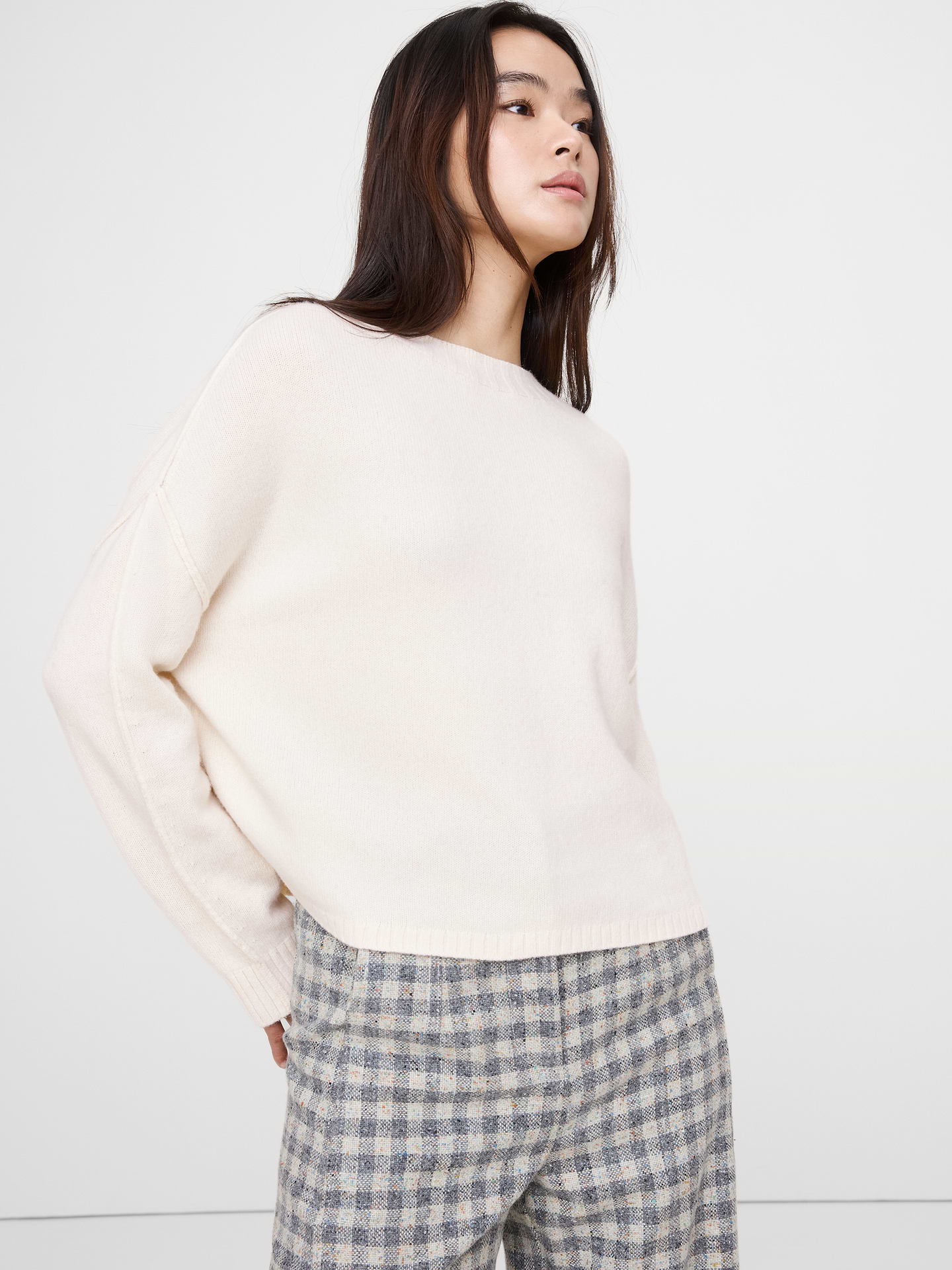 Image number 1 showing, Merino-Cotton Cropped Sweater
