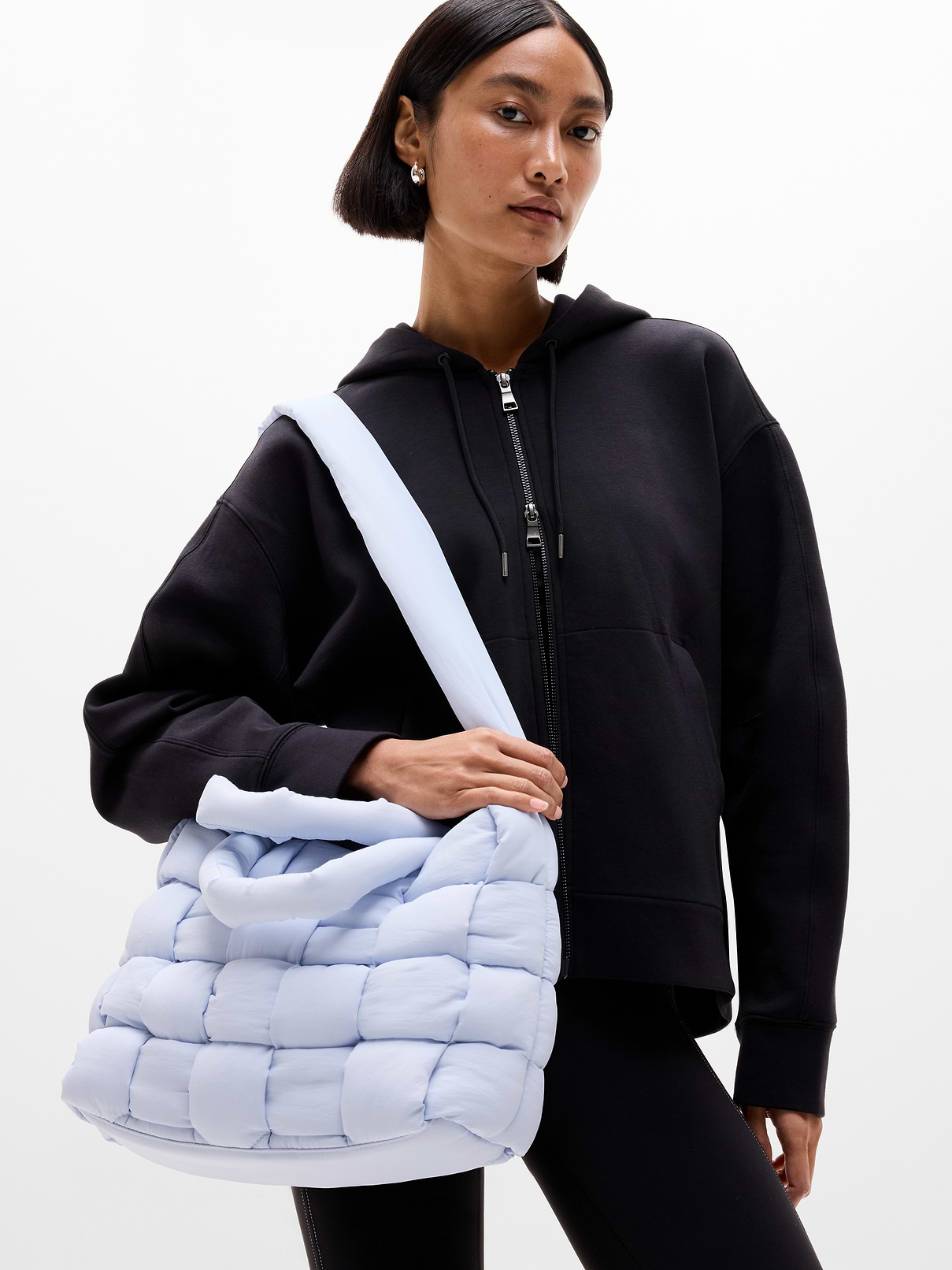 Image 2 of 3, Woven Square Puff Tote
