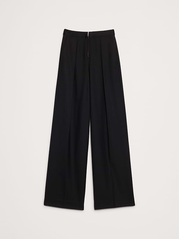 Pantalon de smoking à taille haute et à jambe large