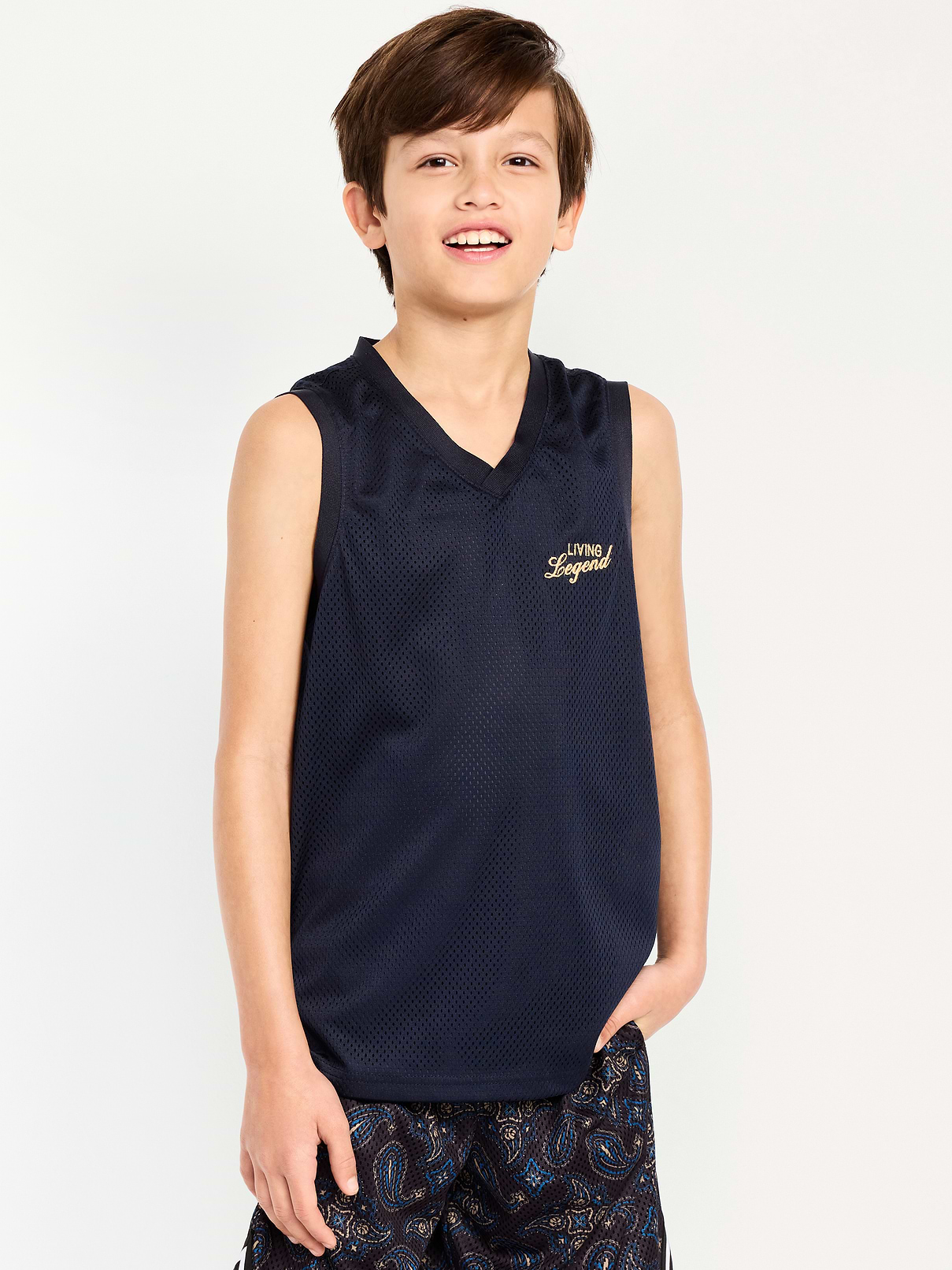 Image 3 of 4, Mesh Graphic Basketball Tank Top for Boys