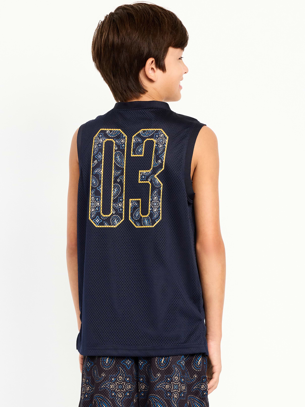 Image 2 of 4, Mesh Graphic Basketball Tank Top for Boys