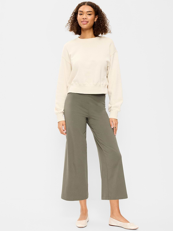 High-Waisted Fashion Wide-Leg Cropped Leggings