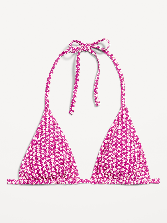 Pique Triangle String Bikini Swim Top