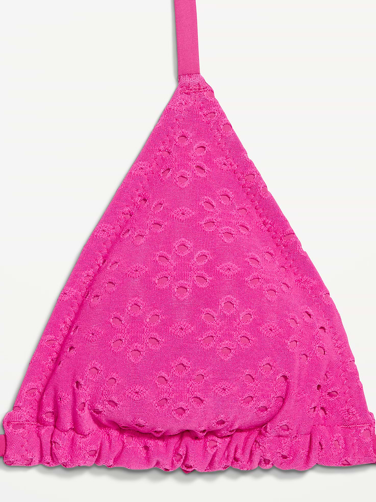 L'image numéro 9 présente Haut de bikini triangulaire noué en broderie anglaise