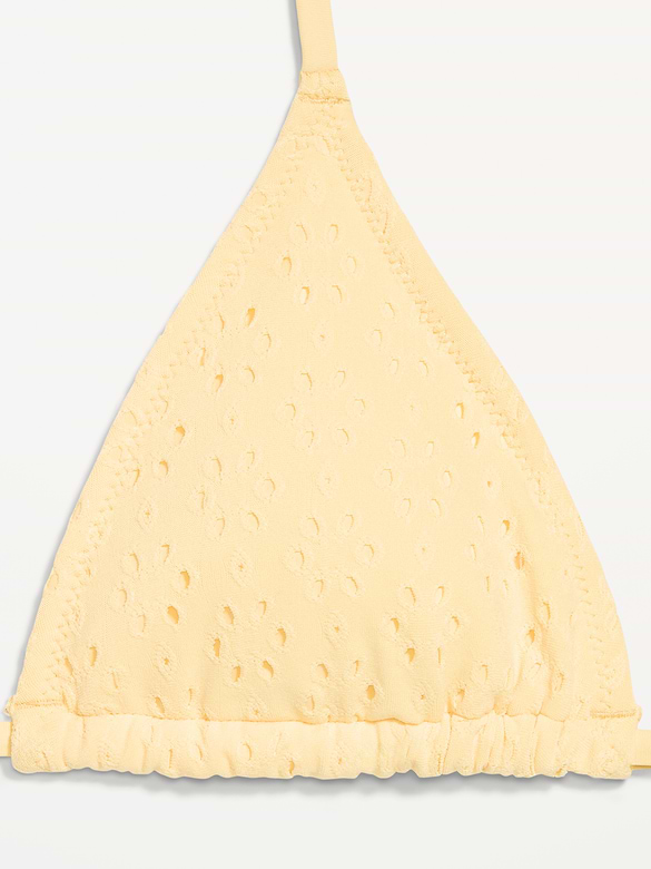 Eyelet Triangle String Bikini Swim Top