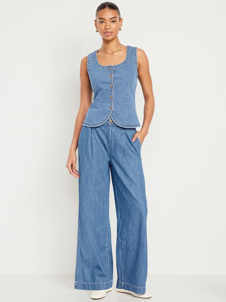 Image number 1 showing, High-Waisted Taylor Trouser Wide-Leg Pants