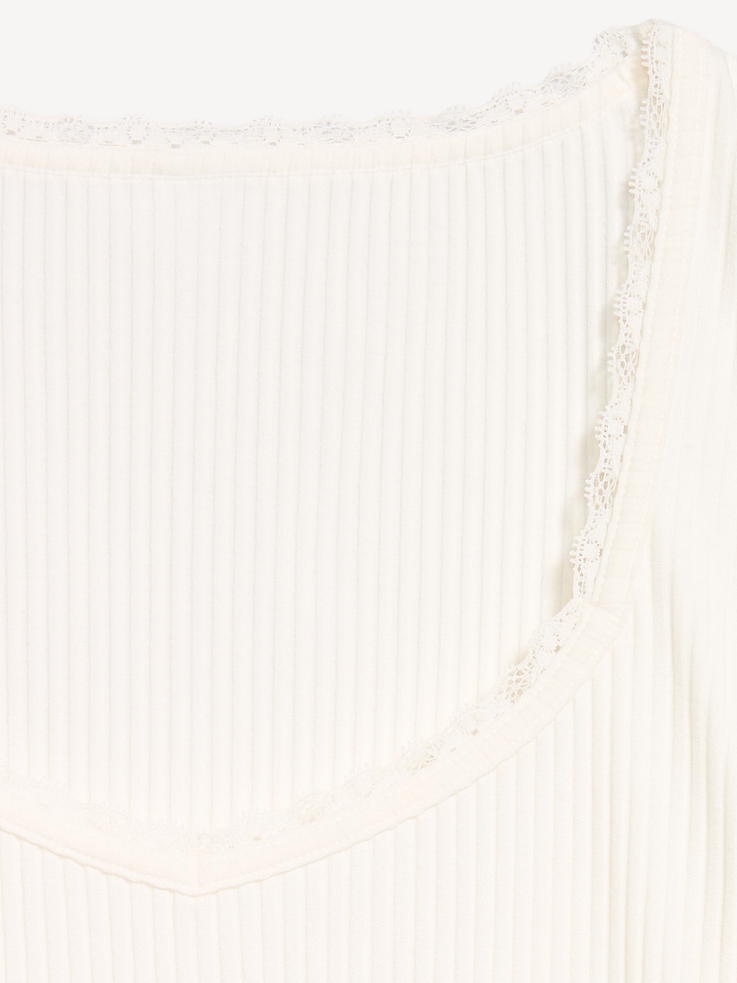 Image number 4 showing, Lace-Trim Sweetheart-Neck Ribbed Top