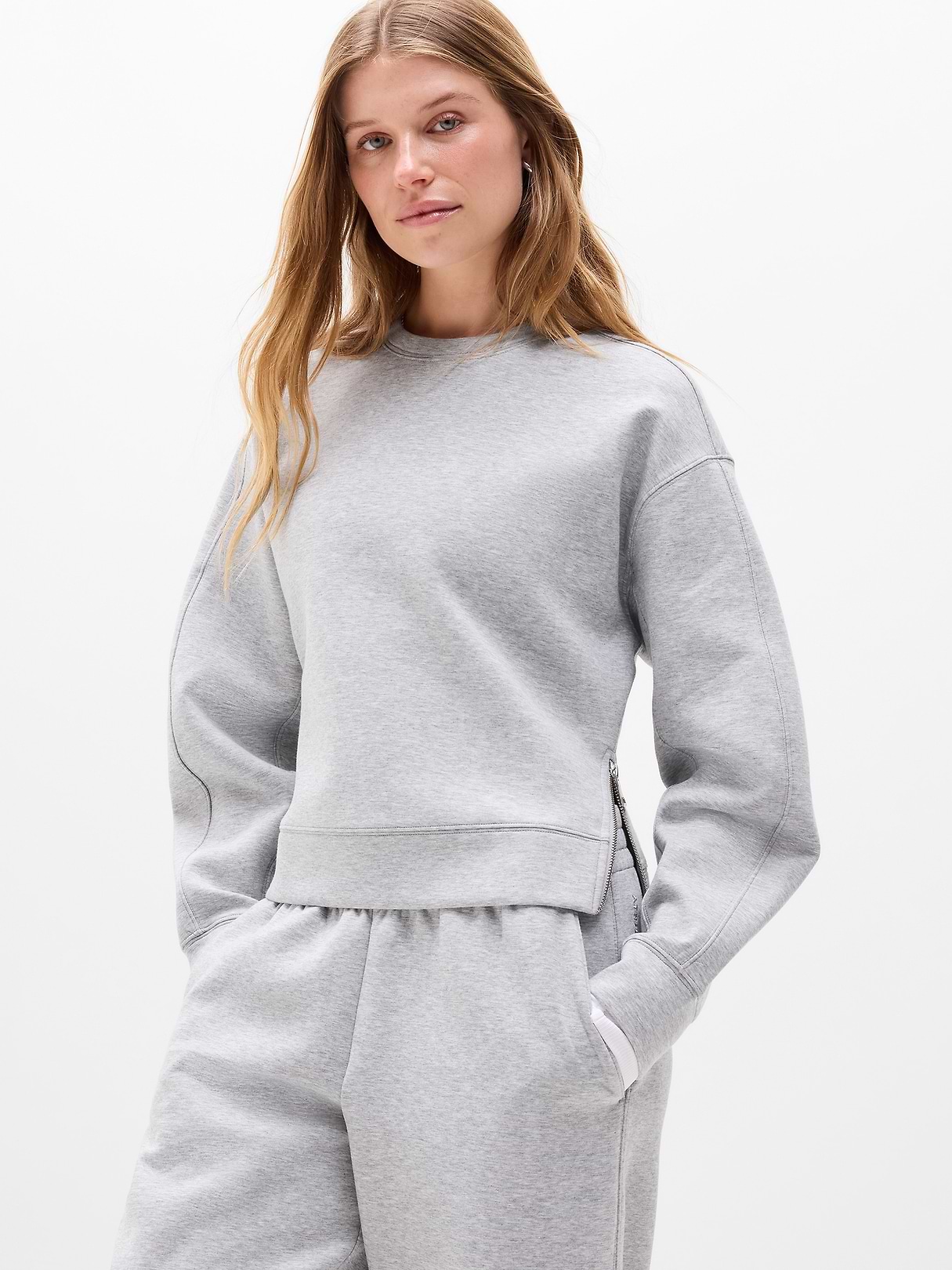 ATHLETA スウェット セットアップ グレー　Lサイズ Form Knit Crew Sweatshirt | Athleta