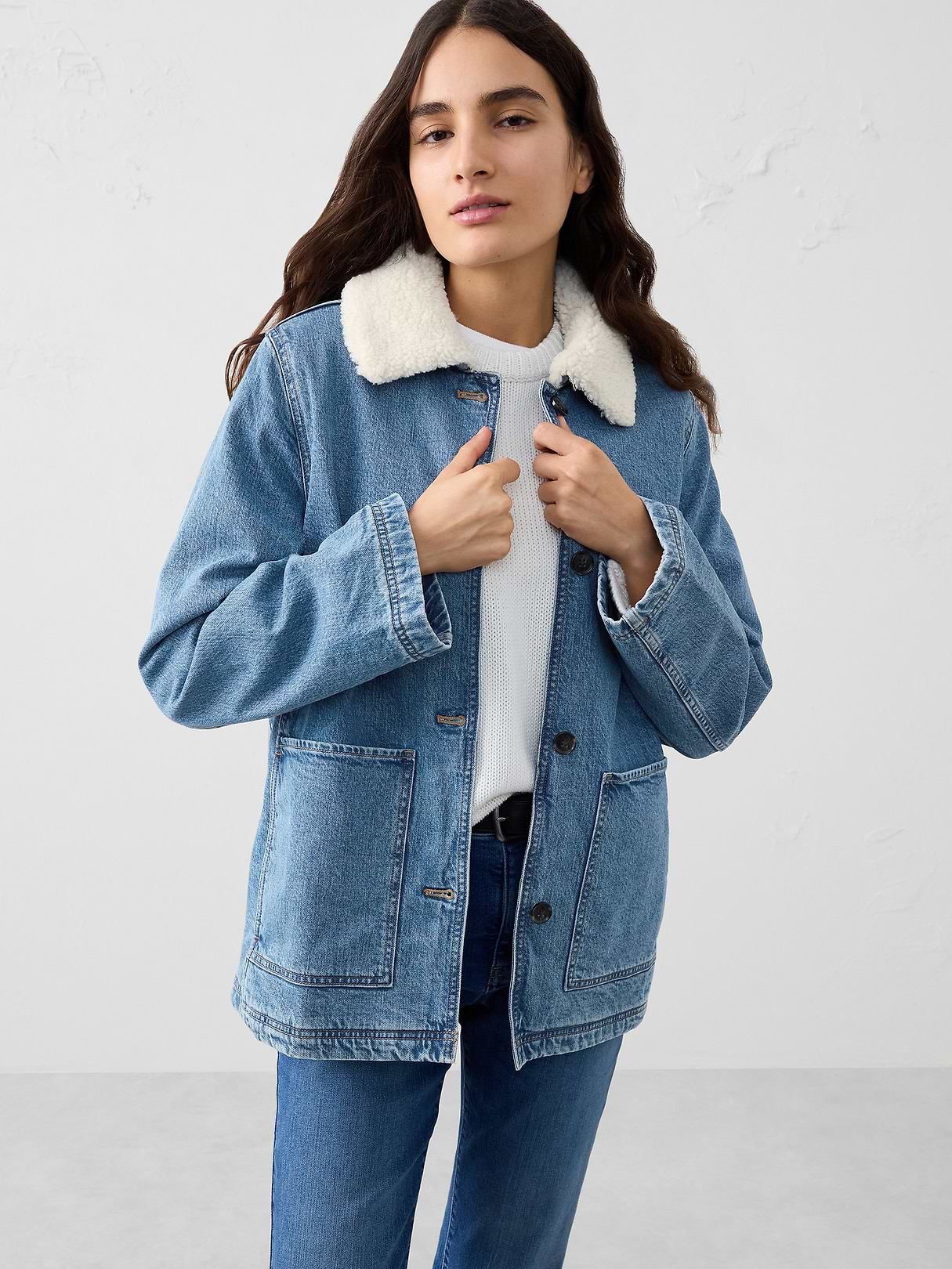 Sherpa Collar Denim Jacket | Banana Republic Factory
